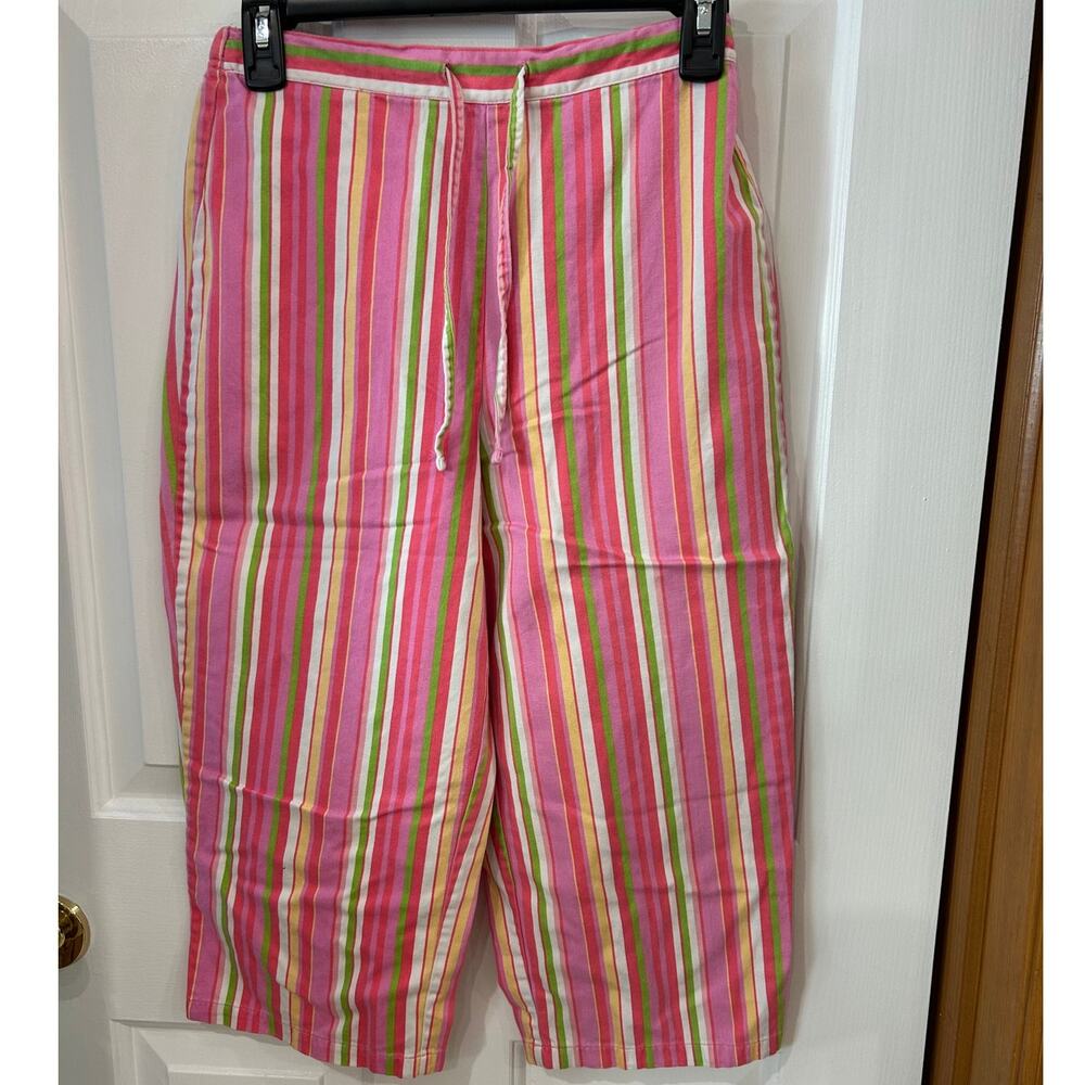 Bobbie Brooks striped crop pants 100% cotton boho festival